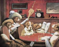 Собаки играющие в покер или собаки играют в покер в картинах Картина где собаки играют карты