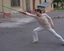 Lightsaber fencing reenactment