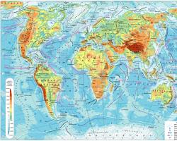 Detailed physical map of the world