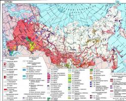 Map of ethnic groups.  Ethnographic map.  Ethnographic map of Dagestan at the beginning of the 20th century